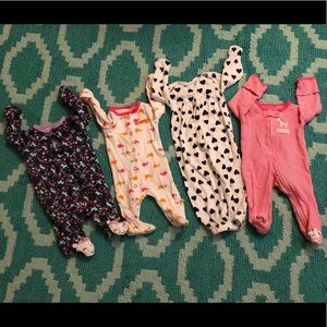 NEWBORN girls jammies lot (4pcs)